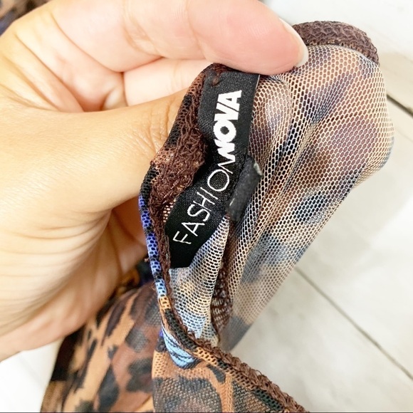 NWOT Fashion Nova Blooming Into Beauty 2 Piece Sheer Mesh Bodysuit Pants Set - Picture 6 of 9